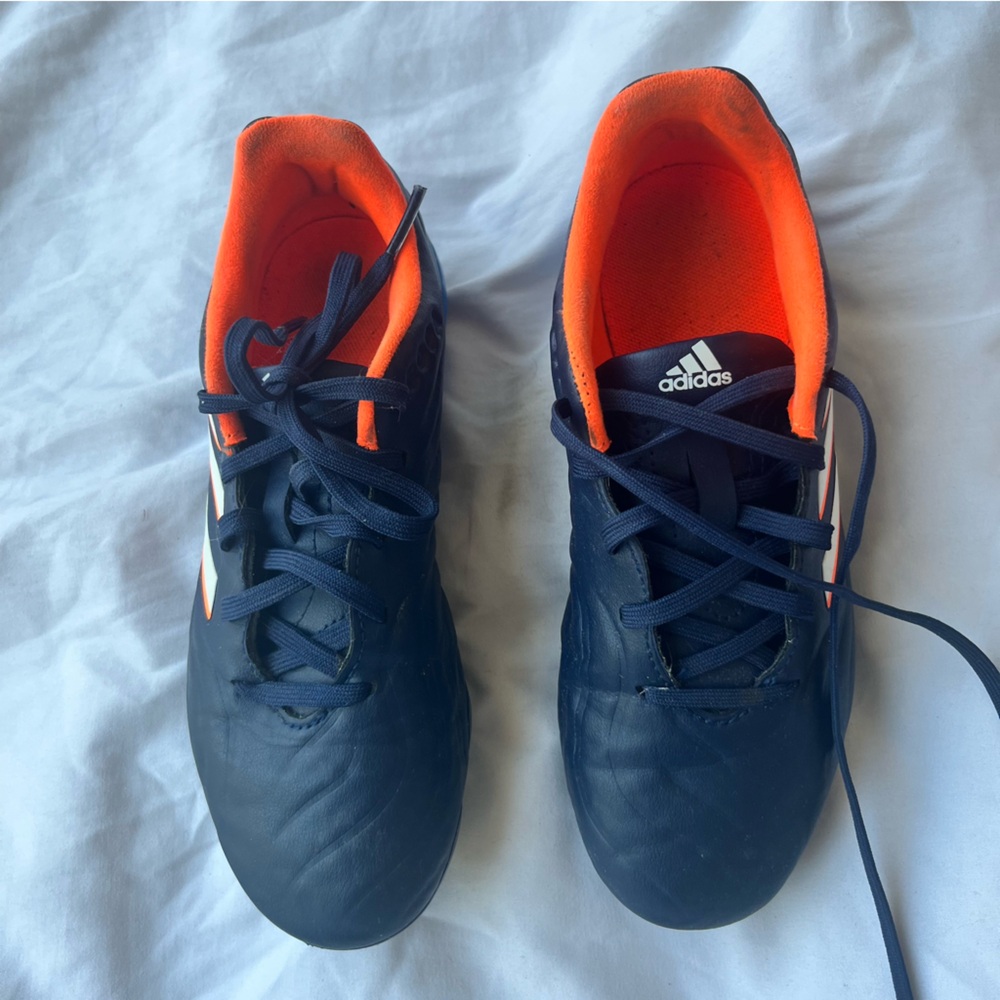 Adidas Dark Blue and Bright Orange Sports Cleats